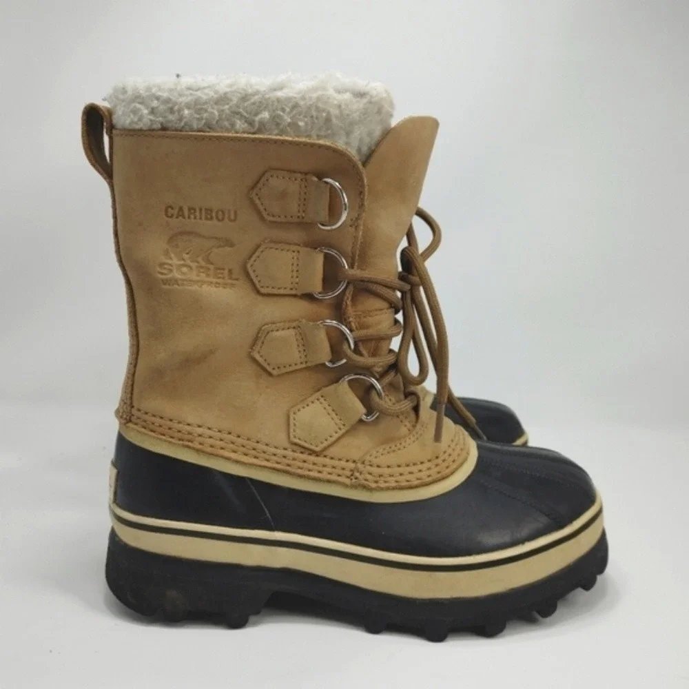 Sorel Caribou Lace Up‎ Boot Waterproof NL1005 Seam Sealed Felt Lined US 5 EU 36
